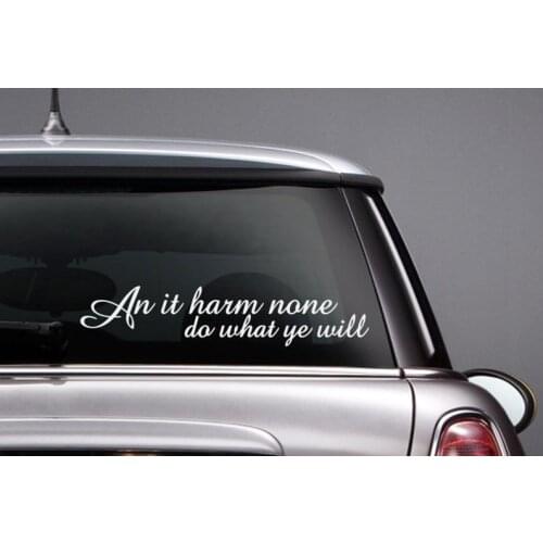 Black/Sliver Wiccan Rede Decal Vinyl Car Sticker Text Pattern Decals Rear Windshield Fashion Car Window Decor S901