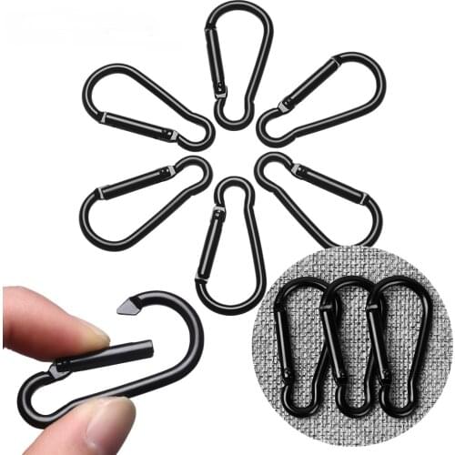 3 Pcs Black Aluminum Alloy D Carabiner Outdoor Spring Snap Clip Water Bottle Hooks Keychain Climbing Camping Hiking Outdoor Tool