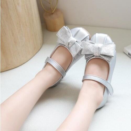 Kids Shoes Princess School Shoes Gold Silver Black Children Leather Party Dress Flat Little Girls Shoes Baby Casual Sneaker