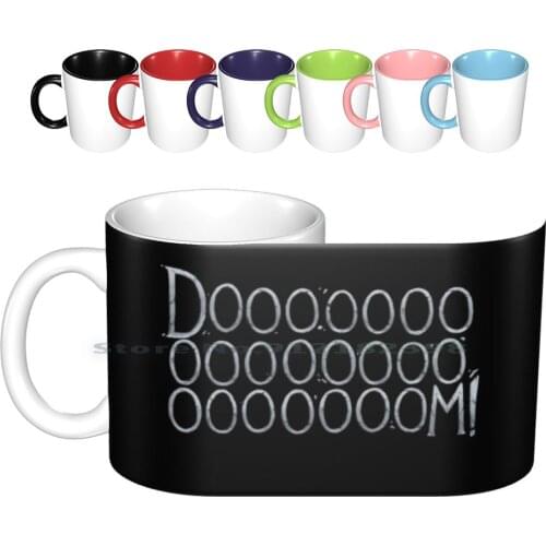 Doooooooooooooooooooooom! Ceramic Mugs Coffee Cups Milk Tea Mug Doom Horror Black Fear Text Scream Stone Quote Rusty Quill Rpg