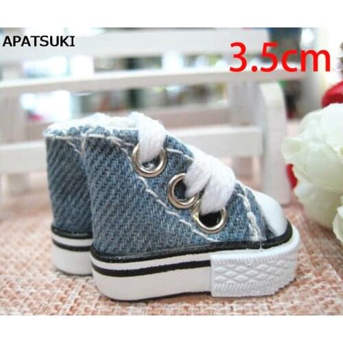 1Pair 3.5cm Jeans Canva Shoes For Blythe Dolls Causal Shoes For Barbie Doll House Mini Shoes For 1/6 BJD Doll Accessories