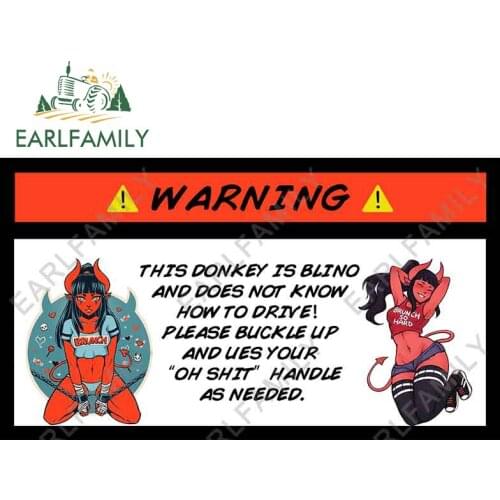 EARLFAMILY 13cm x 7.4cm for Warning Devil Elf Girl Car Stickers Scratch-Proof Decals Air Conditioner Graffiti Car Accessoires
