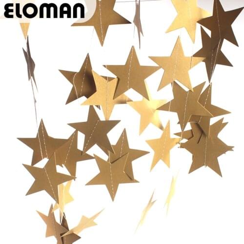 ELOMAN paper star hanging birthday wedding party background decorations 4m 5 colors baby shower decor