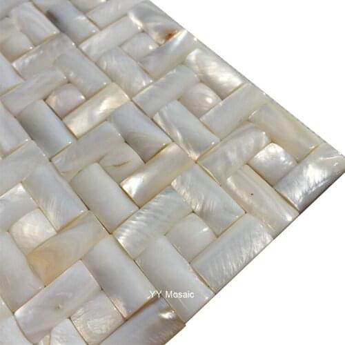 European Style Natural White Rectangle Seamless Convex Shell Mosaic Tile for Hotel Living Room Bathroom Wash Basin Backdrop