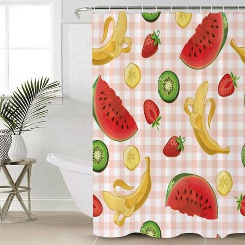 Fruit Watermelon Lemon Strawberry Shower Curtains Waterproof Bathroom Curtain Frabic Polyester Bathroom Curtain with Hooks