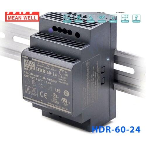 Ankang MEAN WELL HDR-60-24 24V 2.5A meanwell HDR-60 60W Single Output Industrial DIN Rail Power Supply
