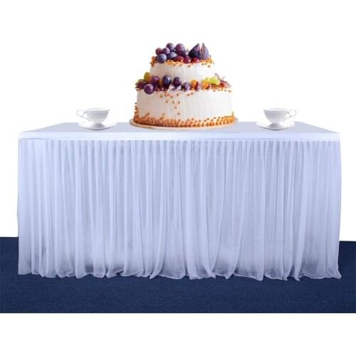 HobbyLane 42m/27m/18m Stretch Yarn Elegant Mesh Fluffy Tutu Table Skirt for Party Wedding Birthday Party Home Decoration