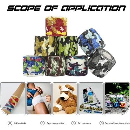 Camouflage Self-adhesive Bandage Flex Elastic Non-woven Outdoor CS Mask Sports Ankle Bracers Protection Finger Camo guise Tape