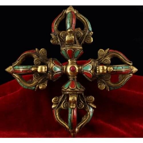 Chinese Antique Tibetan Buddhism hand-built gemstones Instrument l