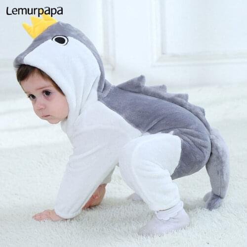 Fish Onesie Baby Boy Girl Funny Clothes Animal Costume Infant Toddler Pajama Child Carnival Outfit Winter Warm Zipper Sleep Wear