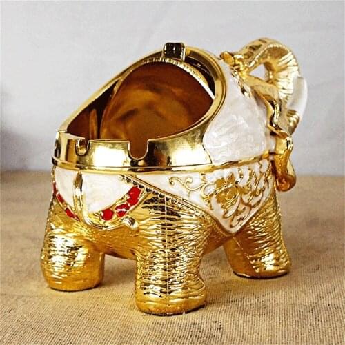 Creative Ashtrays With Lid Metal Animal Elephant Smokeless Desk Decoration Home Accessories Cigarette Extinguisher