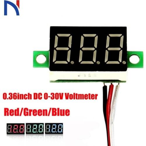 Dc 2.5-30v 0.36 Inch Mini Lcd Display Voltmeter Ammeter Amperimet Digital Tester Detector Red/Blue/Green LED Display