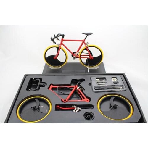 Fixed Gear Bike model DIY Assembled Bicycle model Damping Mountain Bike with base educational toys gift home decoration