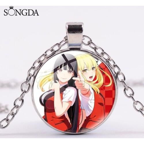 Cartoon Kakegurui Girls Pendant Necklace Print Photo Glass Cabochon Dome Long Chain Necklaces For Women Jewelry Wholesale