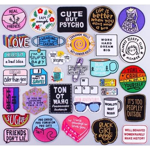 Letter Patch Iron On Patches For Clothes With Slogan Badge Embroidery Sew On Clothing Decor Patches Containing Letters Applique