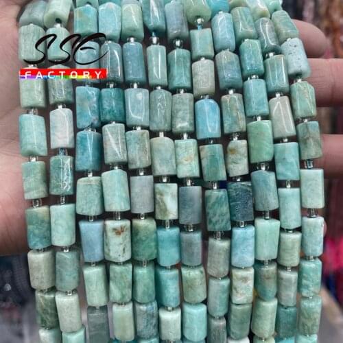 Natural Amazonite Stone Beads Faceted Loose Spacer Beads Cylinder Loose Spacer Beads for Jewelry Making DIY Bracelet 8x11mm 15