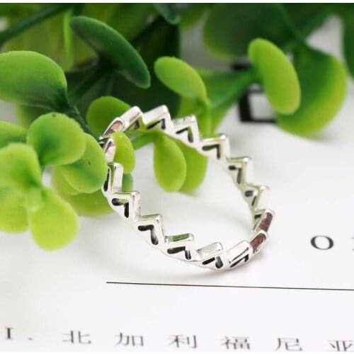 2020 New Original Silver Color Rose Freehand Hearts Ring For Women Resizable Wedding Engagement Pan Rings DropShipping