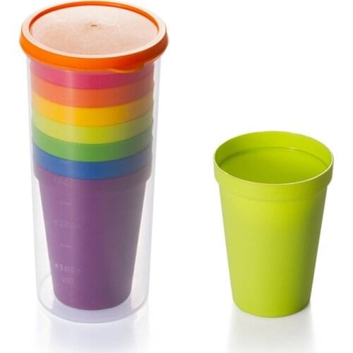 New Hot Plastic Cups Set Plastic Multi Colors Reusable Portable Rainbow Drinking Cups For Indoor Outdoor