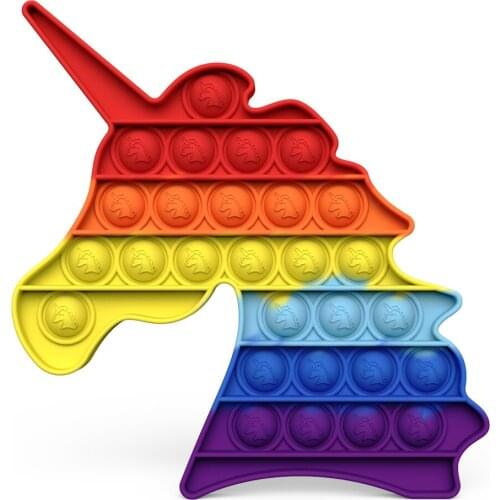 New Rainbow Unicorn Animal Fidget Toy Push Bubble Stress Sensory Toy Relief Anti-stress Simple Game Antistress Toys Children