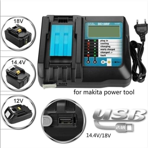 New DC18RF Li-ion Battery Charger 14.4V/18V Current Indicator USB Charging Current for Makita DC18RF BL1830 BL1815 BL1430 DC14SA
