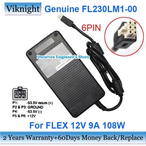 Genuine FL230LM1-00 12V 9A 108W AC Adapter 53.5V 2.3A 341-0703-01 Power Supply Charger 6PIN