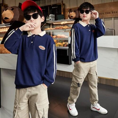 Lapel Spring Autumn Childrens Clothes Suit Boys Sweatshirts + Pants 2pcs/Set Kids Teenage Gift Formal Boy Clothing High Quality