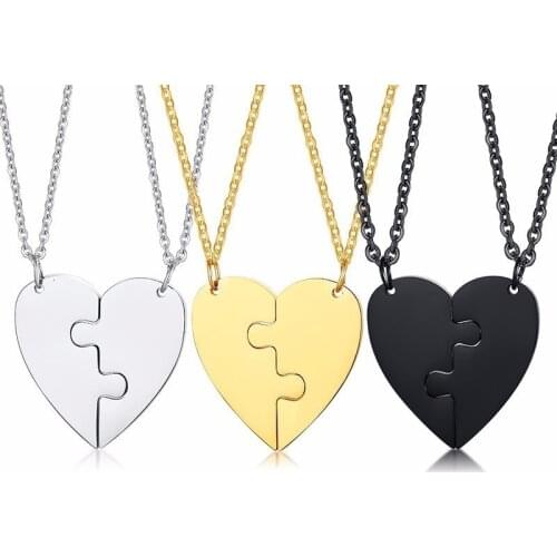 Vnox Free Personalized Engrave Name BFF Necklaces Stainless Steel Best Friends Couple Pendants Set Birthday Gift