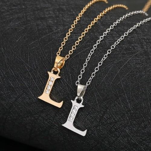 30pcs Lucky mom gift Letter L Family name Initial alphabet pendant Necklace Stainless steel alloy 26 English word sign jewelry
