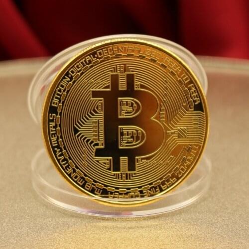 Gold Plated Bitcoin Coin Art Souvenir Great Gift Collectible Physical Metal Coin Crypto Commemorative Coin