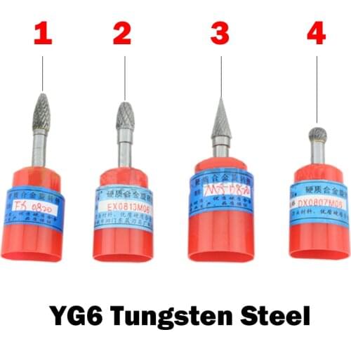 8mm Cutting Edge Head 6mm Shank OD YG6 Tungsten Solid Carbide Double Carving Grinder Miller Cutter Bit Burr Rotary Flexible File