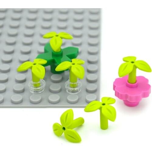 Assembles Particles Plant Stem With 3 Leaves Bricks 37695 And Bottom Pin City House Garden Buildings Blocks Accesories Toys