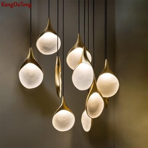 Nordic Designer Gold Plated Led Chandelier Personality Creative Living Room Bedroom Study Bedside Eye Protection Decorative Lamp