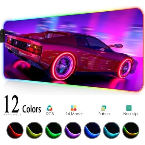 Retrowave Mouse Pad Led Rgb Mousepad Rgb Mat Setup Gamer Accessories Office Rgb Keyboard Carpet Gaming Led Lights DropShipping
