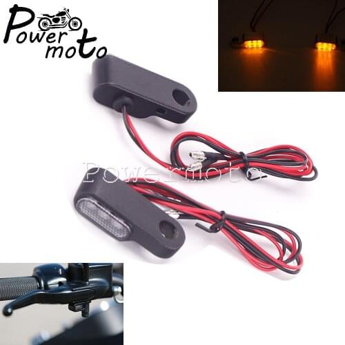 Motorcycle Turn Signal Indicators Amber Running Lights 12V LED Mini Handlebar Bar End Lamp for Harley Chopper Bobber Cafe Racer