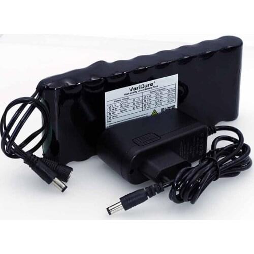 VariCore 12 v 9.8Ah 9800mAh 18650 Rechargeable Battery 12V Protection Board CCTV Monitor battery DC 5.5*2.1mm+12.6V 1A Charger