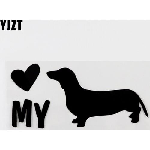 YJZT 15.2CMX7.5CM Fashion I Love Shepherd Dog Vinyl Animal Car Sticker Black/Silver 8C-0189