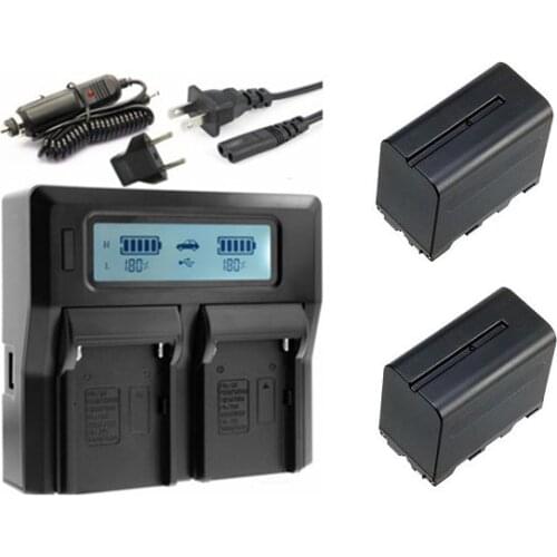 2X NP-F960 NP-F970 Battery/ F970 F960 Battery Pack + LCD Dual USB Charger for Sony NP-F550 NP-F770 NP-F750 F960 F970