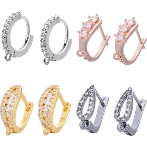 Charm DIY Earring Findings Cubic Zircon Clasps Hooks Fittings DIY for Jewelry Making Accessories Hook Earwire for women Jewelry