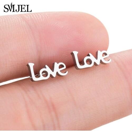 SMJEL New Tiny Initial Letter Stud Earring for Women Love Charm Earrings Gold Gift for Best Friend Daily Jewelry