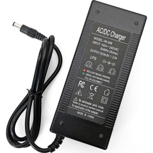 10PCS/LOT Liitokala 48V/54.6V Charger, for 48V 18650 battery pack, 2A/2000mA charging current, INPUT:100-240V DC 5.5*2.1 Plug