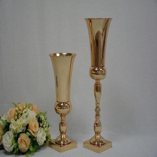 12pcs)Wedding home decoration flower centerpiece shiny galvanized gold vase metal wedding decoration yudao1315