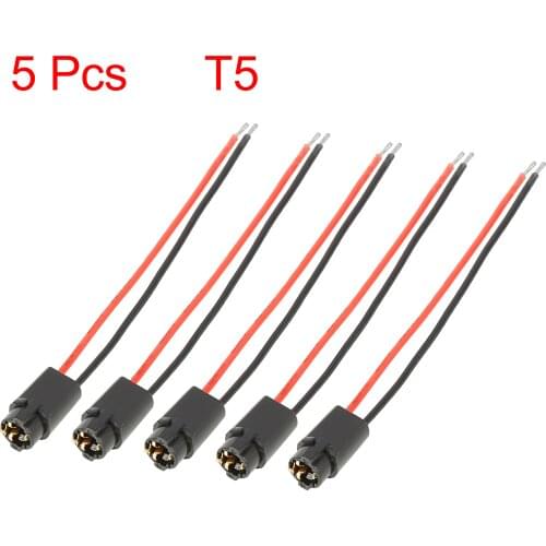 UXCELL 5 Pcs T5 Dashboard 2 Wires Light Replacement Socket for Auto Car
