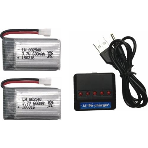 2pcs/lot 3.7V 600mAh 25C 1S Lipo battery + DC5V 1S RC LIPO Battery Compact Balance Charger for Syma X5SW X5C X5 QX80 Helicopter