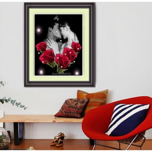 2018 New Promotion Resin 5d Diamond Painting Rose Lovers Beadwork Art Mosaic Bead Embroidery Pasting Hobby Crafts Icon Crystals