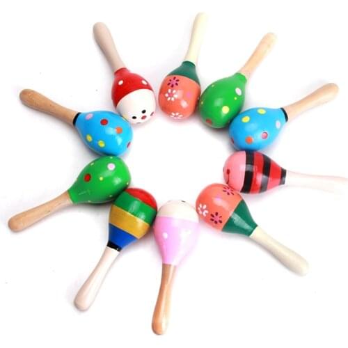 2021 Baby Wooden Cartoon Sand Ball Holding Rattle Educational Toy Cute Musical Instrument Exquisite Hammer Hearing