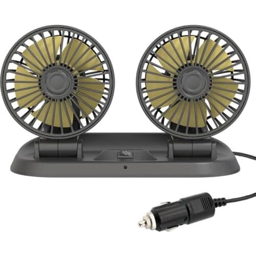 5V/12V/24V 360 Degree Rotating All-Round Adjustable Car Auto Air Cooling Dual Head 5-Blade Fan With Temporary Parking Card