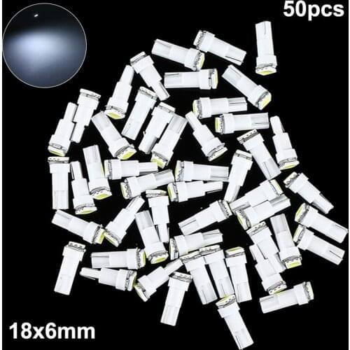 50pcs 12V T5 5050 SMD wHITE LED Car Interior Light Dashboard Gauge Cluster Instrument Panel Light Bulbs Parts