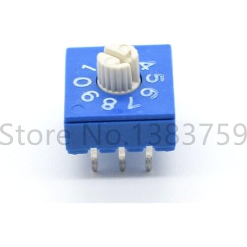 50 pieces 0-9 handle length 3mm rotary coding switch DIP switch 10-bit PCB switch encoder 8421C positive code 3:3