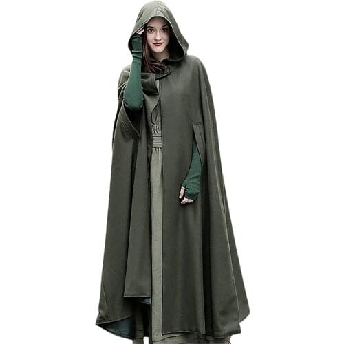 Anbenser Fashion Women Long Cape Cloak Hooded Wool Blend Coat Sleeveless Winter Poncho Cardigan Festival Party Costume Plus Size