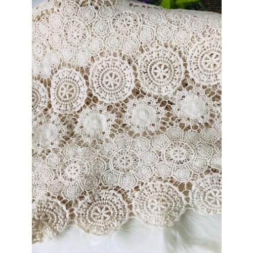 Beige Cotton Lace Fabric, Embroidered Lace Fabric, cotton fabric lace, wedding table cloth
